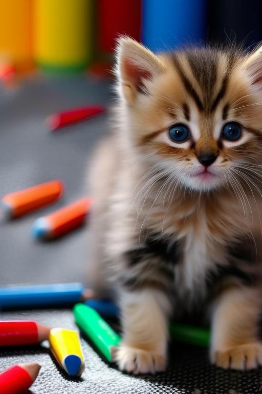 Kitten Working Through Crayon Factory